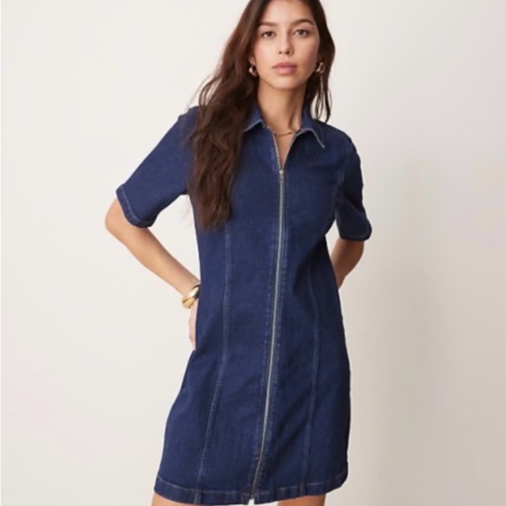 Denim Blue Zip-Up Dress